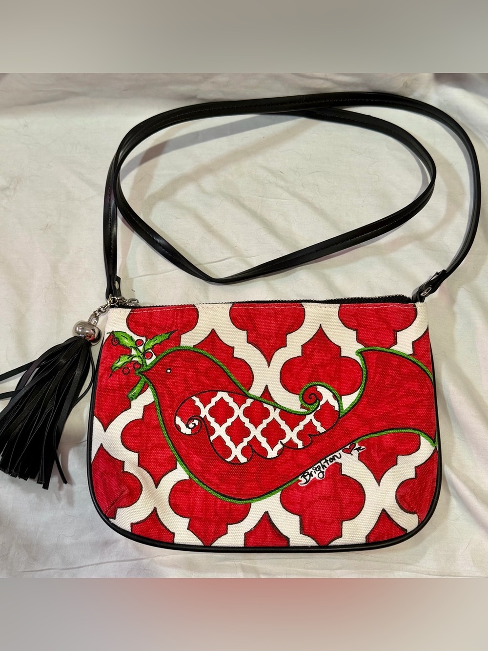 Brighton Dove Love Tassel Crossbody Pouch Bag Purse Shoulder Bag